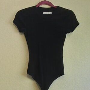 Black Cotton TShirt Bodysuit